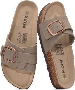 OLANLY Unisex sandalens Koe suède Comfort slippers Houten sandalens Mokakl Geschikt voor een voetlengte van