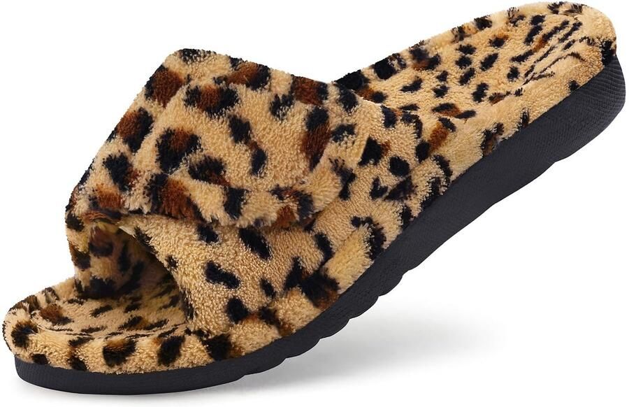 OLANLY Unisex slippers Koraal fluwelen slippers Orthopedische slippers Open schoenen– Luipaard 40 Geschikt voor voetlengte van