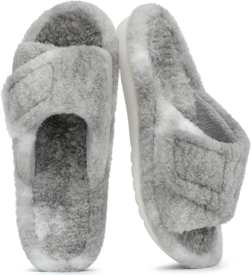 OLANLY Unisex slippers Koraalvlies slippers Warme slippers Orthopedische slippers wit 38 Geschikt voor voetlengte van
