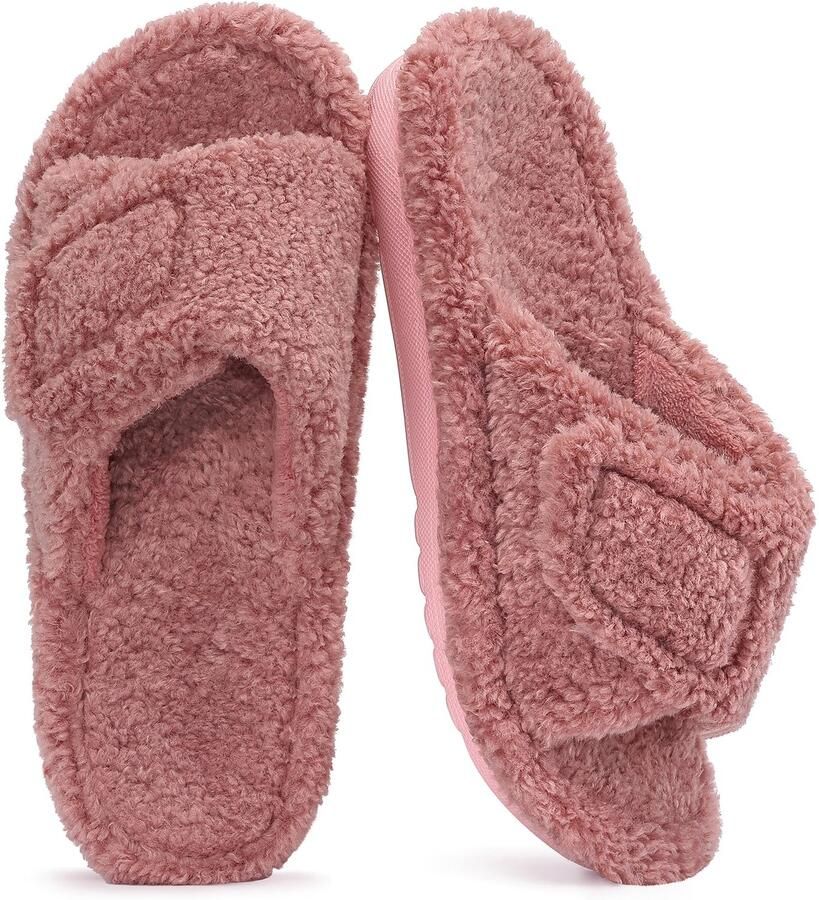 OLANLY Unisex slippers Koraalvlies slippers Warme slippers Orthopedische slippers Roze 36 Geschikt voor voetlengte van