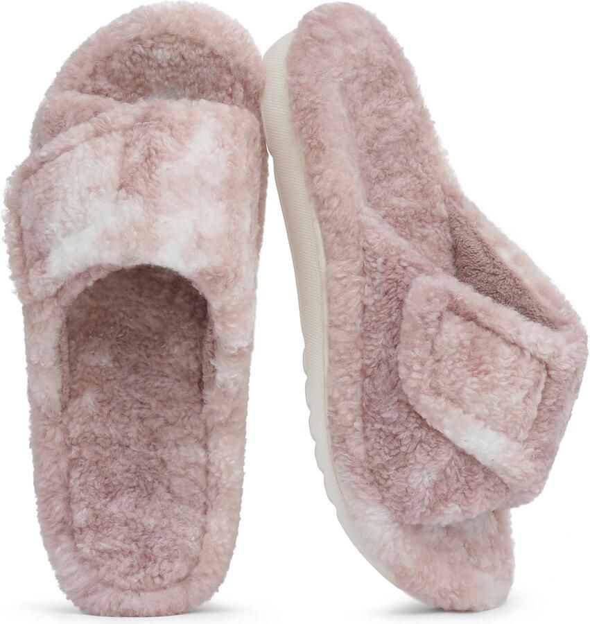 OLANLY Unisex slippers Koraalvlies slippers Warme slippers Orthopedische slippers Roze-wit 42 Geschikt voor voetlengte van