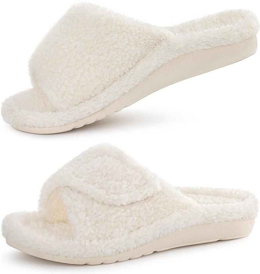 OLANLY Unisex slippers Koraalvlies slippers Warme slippers Orthopedische slippers Wit 38 Geschikt voor voetlengte van