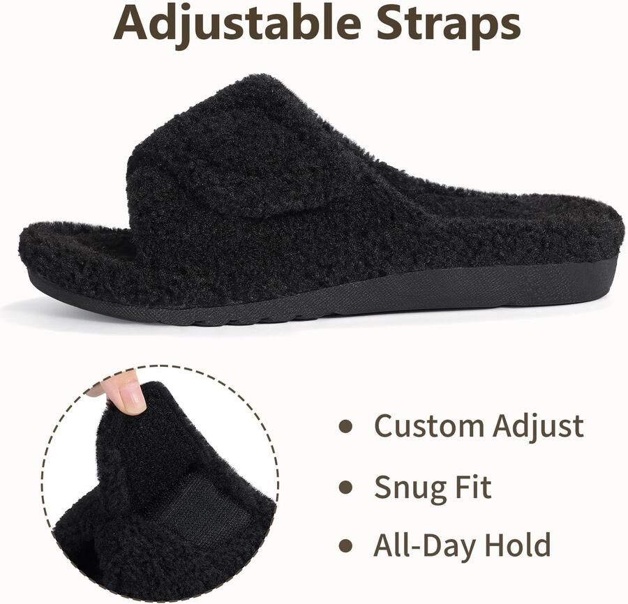 OLANLY Unisex slippers Koraalvlies slippers Warme slippers Orthopedische slippers Zwart 37 Geschikt voor voetlengte van
