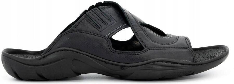 Olivier Herenslippers Leer Zwart Comfortabele Zomerse Slippers