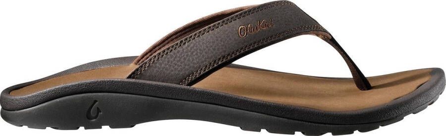 Olukai Ohana Heren leren slippers Dark Java Ray