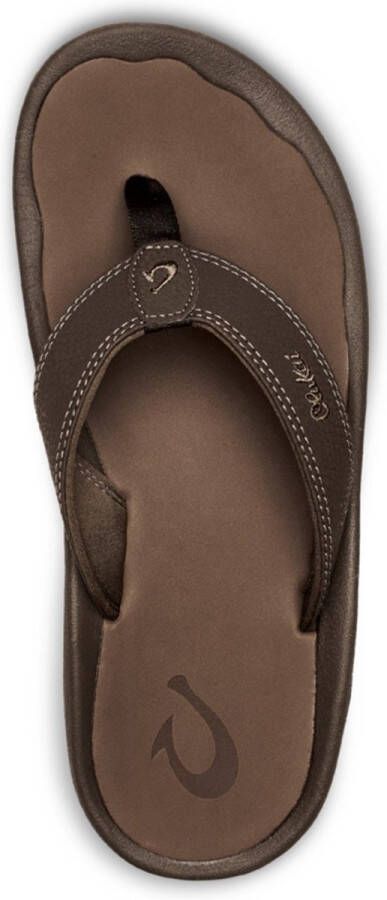 Olukai Ohana Heren leren slippers Dark Java Ray