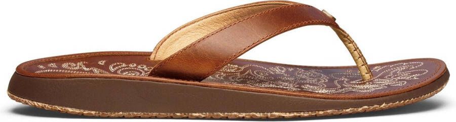Olukai Paniolo Dames leren sandalen Natural Natural