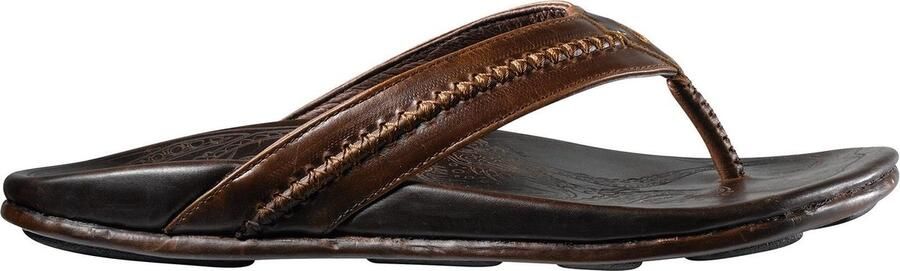 Olukai Mea Ola Slipper Heren leren slippers Dark Java Dark Java