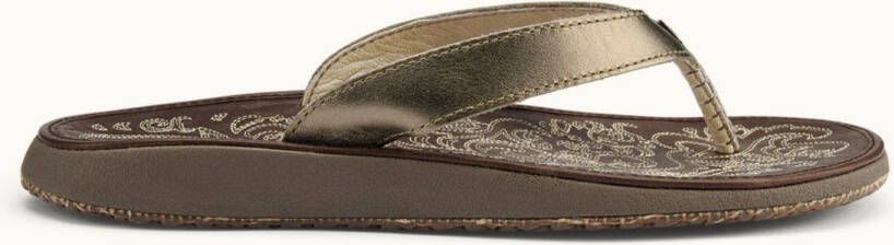 Olukai Paniolo Slippers leren sandalen Bronze Dk Java