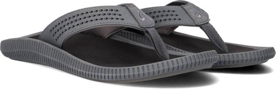 Olukai Ulele Heren leren slippers Dark Shadow Black