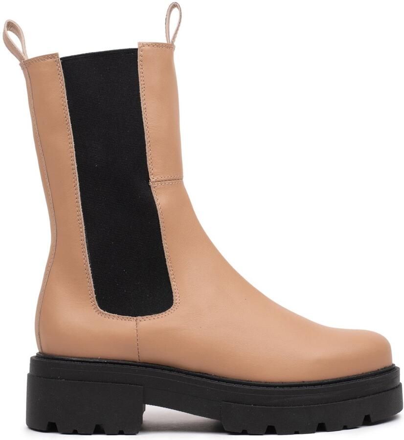 OMNIO shari hoge chelsea boots camel leer
