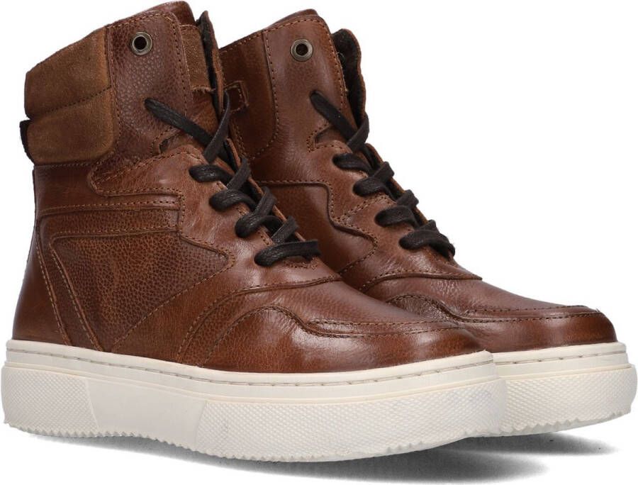 Omoda K001043 Hoge sneakers Leren Sneaker Jongens Cognac