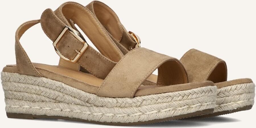 Omoda Beige Suède Espadrilles met Enkelbandje