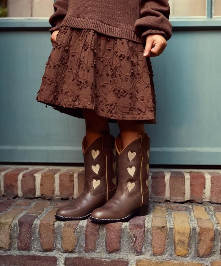 Omoda Bootstock Hearts Mocca Cowboylaarzen Tieners Bruin Leer - Foto 2
