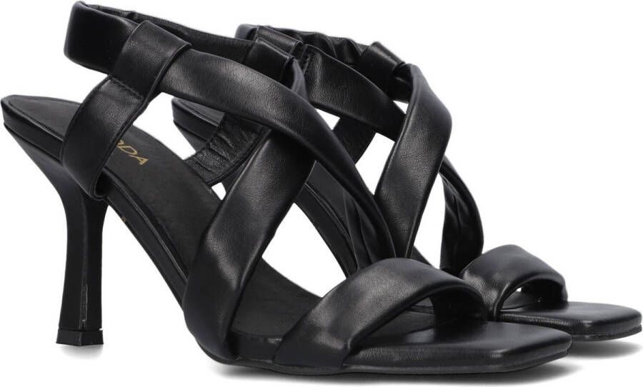 Omoda Zwarte Leren Sandalen met Hak