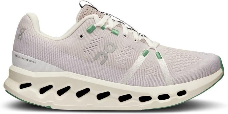 ON Cloudsurfer Hardloopschoenen Pearl Ivory Lichtgrijs Crème Cloudsurfer Running Dames Hardloopschoenen voor Vrouwen