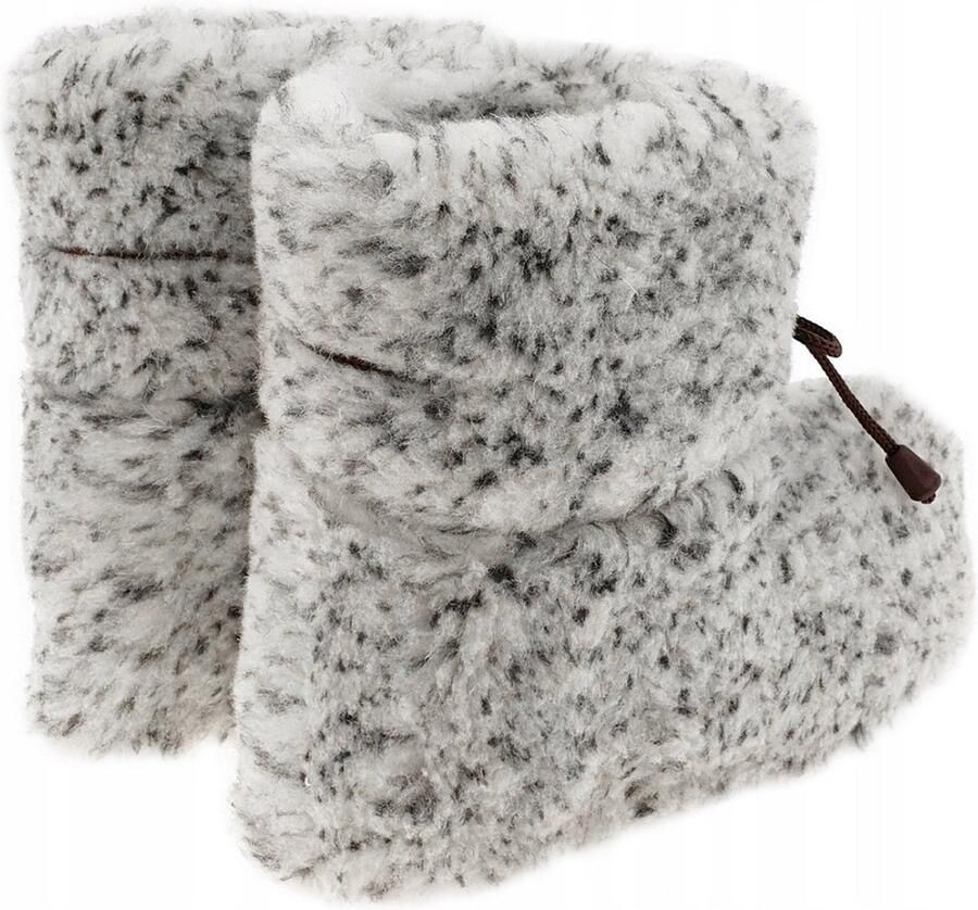 Oncedoce Wollen Sloffen Winter Pantoffels 100% ECHT Lamswol en Leer -- Leren Zooltjes – Veters Handgemaakte Slofjes Kleur Grijs Gemêleerd - Foto 2