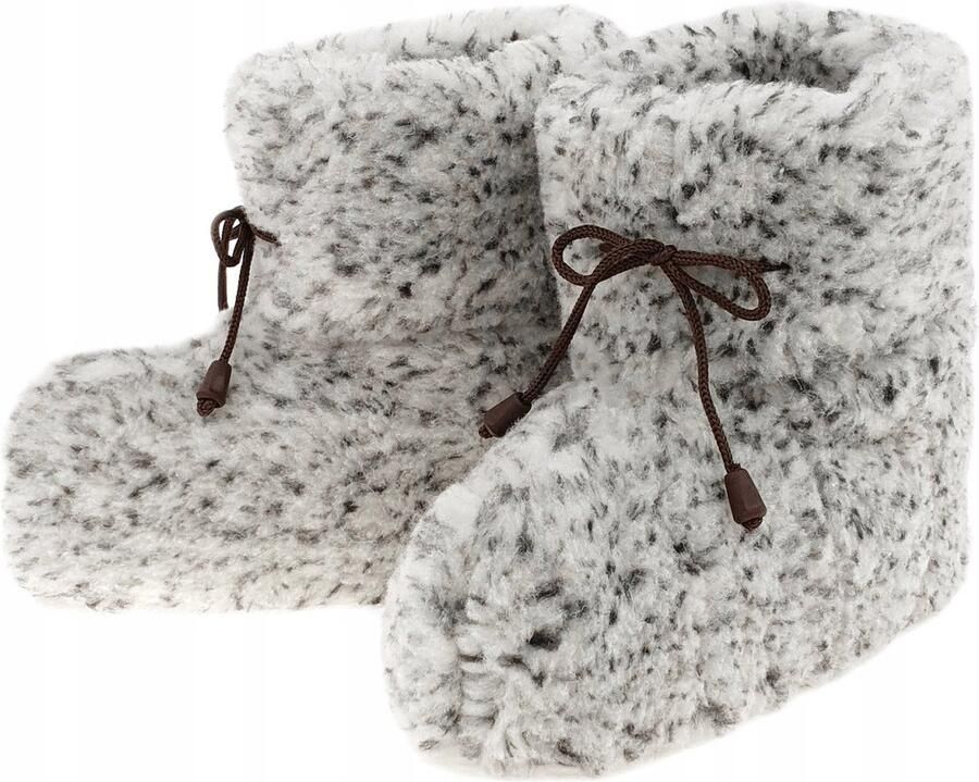 Oncedoce Wollen Sloffen Winter Pantoffels 100% ECHT Lamswol en Leer -- Leren Zooltjes – Veters Handgemaakte Slofjes Kleur Grijs Gemêleerd - Foto 5