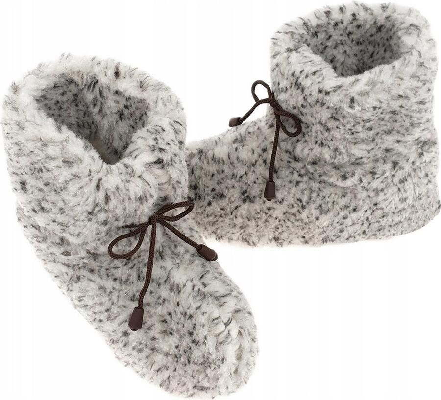 Oncedoce Wollen Sloffen Winter Pantoffels 100% ECHT Lamswol en Leer -- Leren Zooltjes – Veters Handgemaakte Slofjes Kleur Grijs Gemêleerd - Foto 4