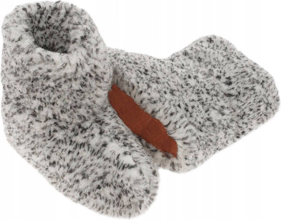 Oncedoce Wollen Sloffen Winter Pantoffels 100% ECHT Lamswol en Leer Leren Zooltjes Handgemaakte Slofjes Kleur Grijs Gemêleerd
