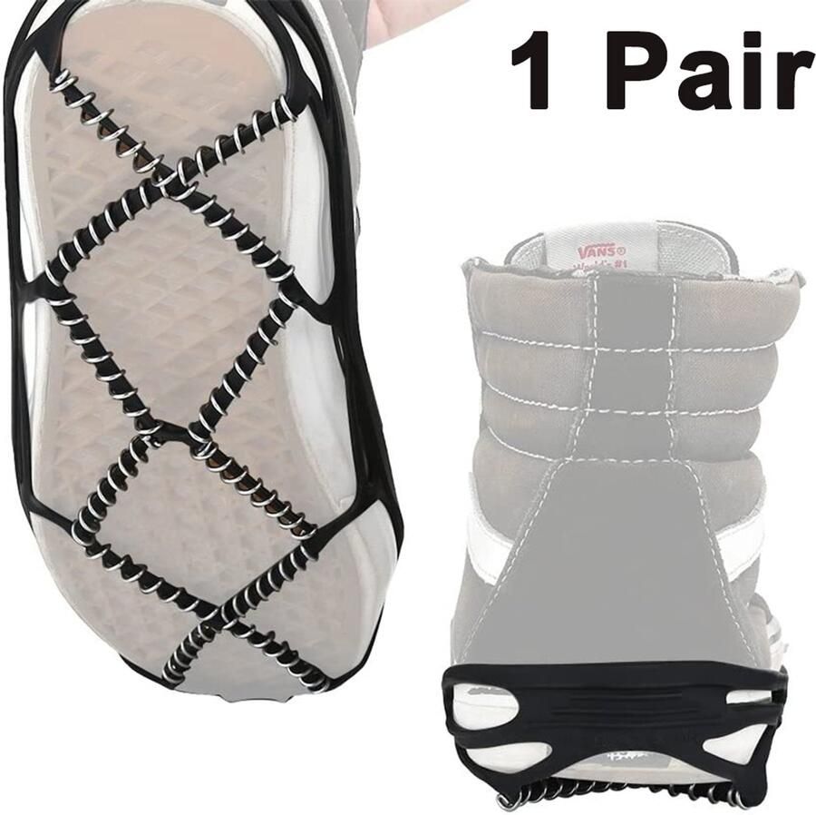 Oneay 1 paar klimbenodigdheden springstijgijzers volledige voet antislip schoenovertrek outdoor sneeuw spring antislip overtrek tractienoppen voor wandelen joggen of hiken op sneeuw en ijs