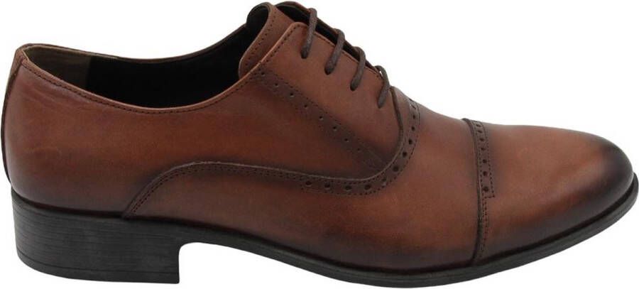 Online Express Heren schoenen- Nette schoenen- Heren Veterschoenen Echt Leer Nette Leren Herenschoenen met Rubberzool Comfort Schoenenn 5100- Lichtbruin