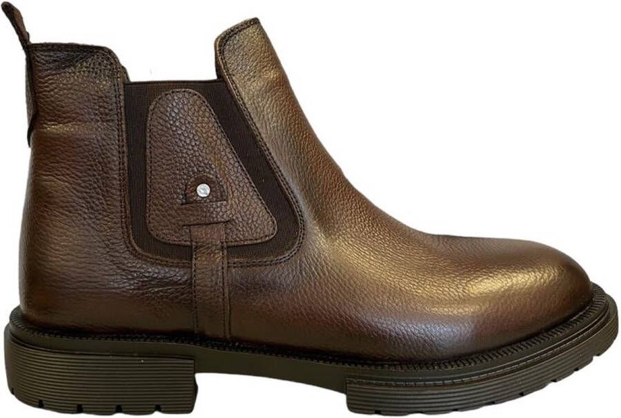 Online Express Heren schoenen- Chelsea Boots- Enkellaars (Let op: Zonder rits) Mannen laarzen 1006- Leather- Bruin