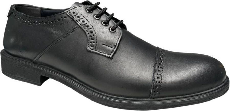 Online Express Heren Nette Leren Schoenen Klassieke Veterschoenen Comfortabele Herenschoen van Echt Leer Zwarte Business Schoen 126 Zwart