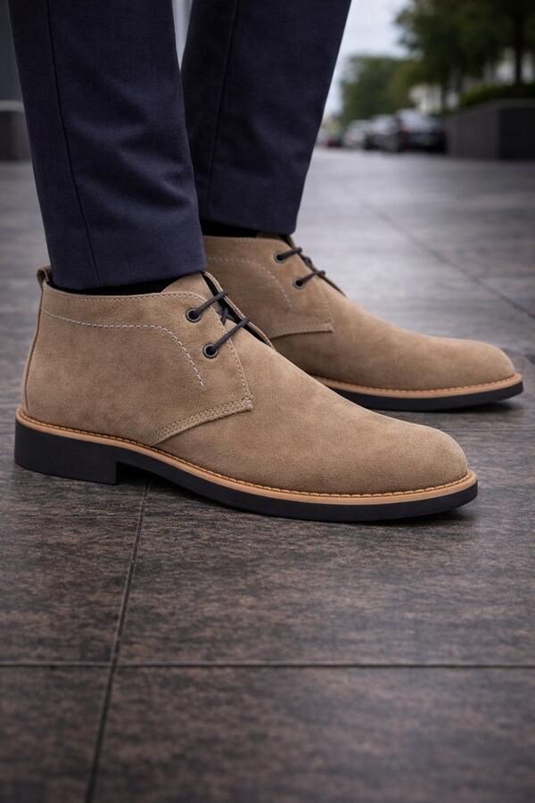 Online Express Schoenen Veterschoenen Herenschoenen desert boot Stijlvolle Licht gevoerde mannen laarzen 1025 Suède leer Camel - Foto 2