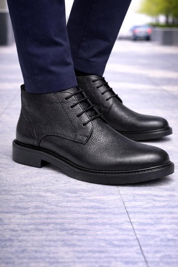 Online Express Schoenen Heren laarzen Veterschoenen Mannenschoenen met ritssluiting CITYRAY AVANT 1046 LEATHER Zwart - Foto 2
