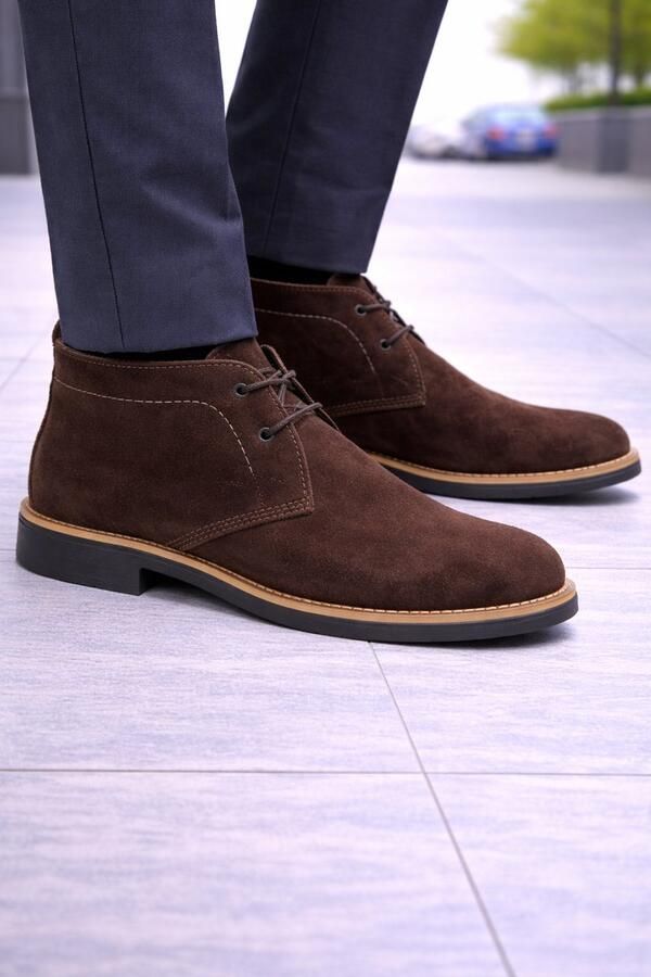 Online Express Schoenen Veterschoenen Herenschoenen desert boot Stijlvolle Licht gevoerde mannen laarzen 1025 Suède leer Bruin - Foto 2