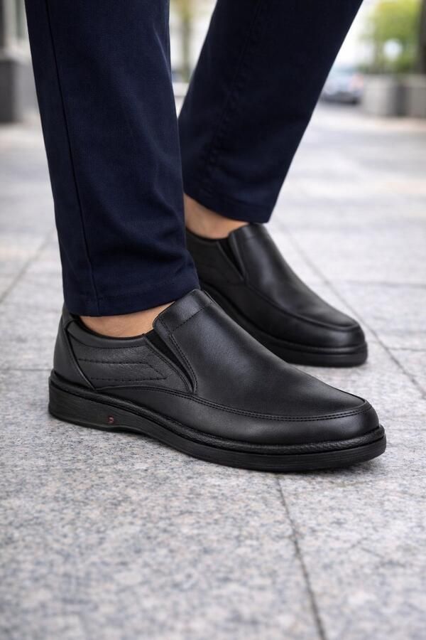 Online Express Heren Instappers Echt Leer Comfort Schoenen Heren Nette Leren Herenschoenen 603 Zwart - Foto 2