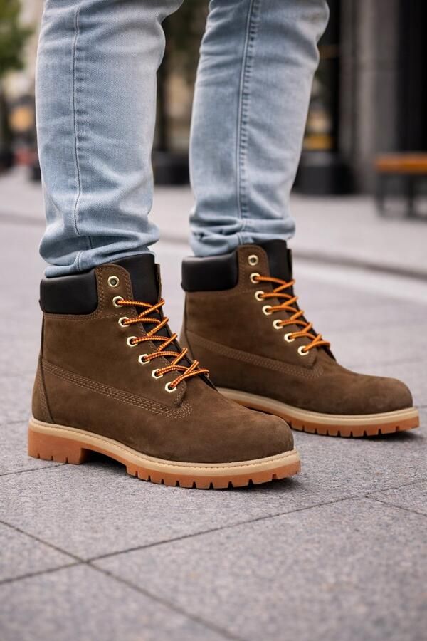 Online Express Heren Laarzen- Mannen Boots- Heren 6 Inch Boots- Stoere Nubuck Werkboots met Antislip Zool- Winterboots- Mannen Schoenen- Winterlaarzen heren- Stevige Winterschoenen- Nubuck Leer- Bruin - Foto 4