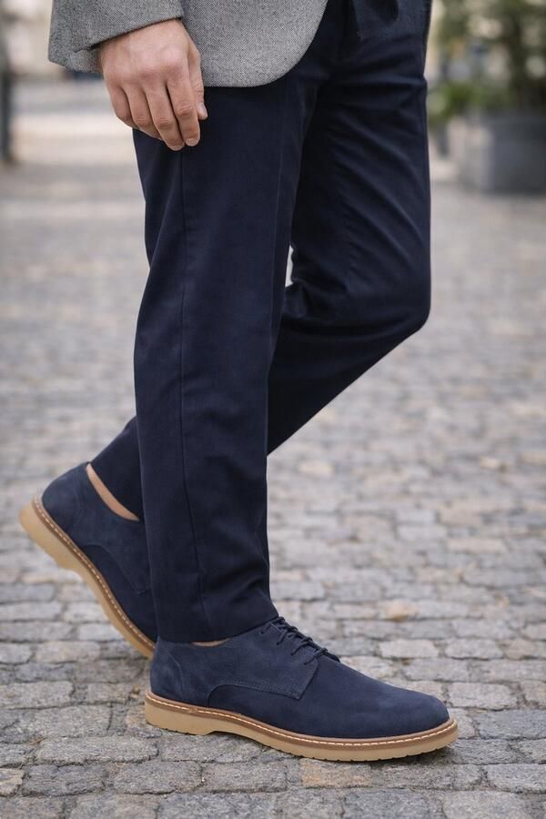 Online Express Heren Leren Veterschoenen Casual & Nette Herenschoen Comfortabele Lichtgewicht Zool Zakelijke & Casual Schoenen voor Heren 460- Leer- Blauw - Foto 2