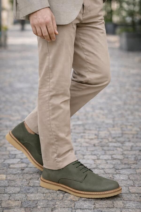 Online Express Heren Leren Veterschoenen Casual & Nette Herenschoen Comfortabele Lichtgewicht Zool Zakelijke & Casual Schoenen voor Heren 460- Leer- Lichtgroen - Foto 2