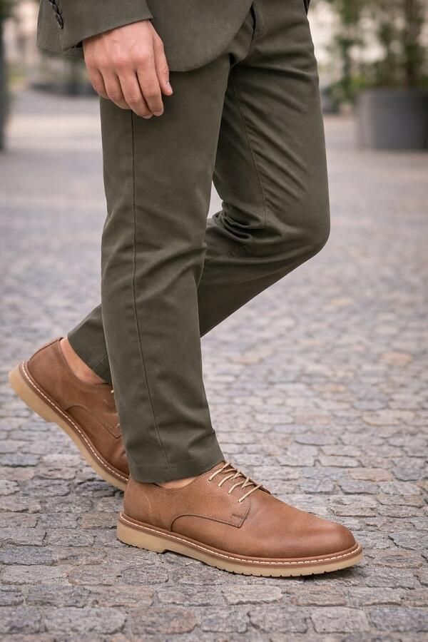Online Express Heren Leren Veterschoenen Casual & Nette Herenschoen Comfortabele Lichtgewicht Zool Zakelijke & Casual Schoenen voor Heren 460- Leer- Blauw - Foto 3