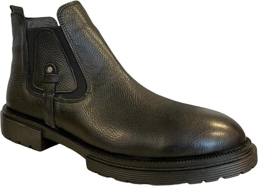 Online Express Heren schoenen- Leren Chelsea Boots- Comfortabele Leren Enkelboots met Elastiek- Stijlvolle Herenschoenen- Mannen laarzen 1006- Zwart - Foto 2