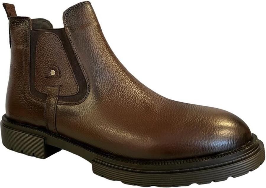 Online Express Heren schoenen- Leren Chelsea Boots- Comfortabele Leren Enkelboots met Elastiek- Stijlvolle Herenschoenen- Mannen laarzen 1006- Bruin - Foto 3