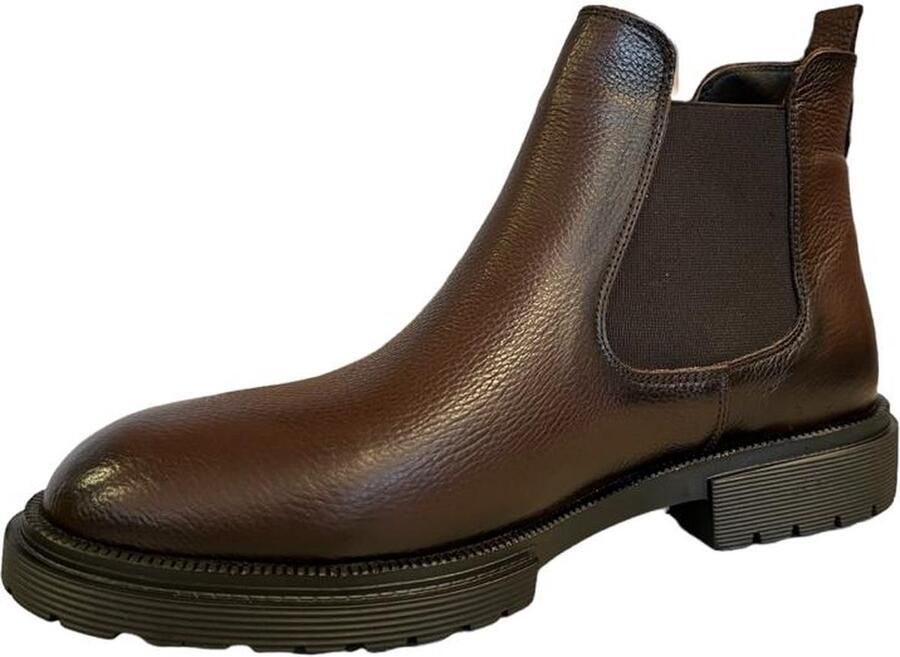 Online Express Heren schoenen- Leren Chelsea Boots- Comfortabele Leren Enkelboots met Elastiek- Stijlvolle Herenschoenen- Mannen laarzen 1006- Bruin - Foto 2