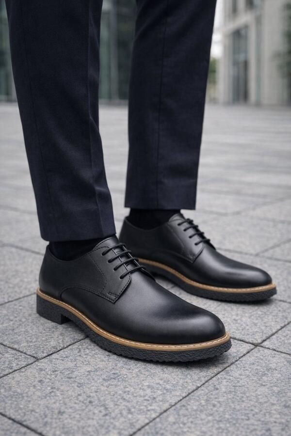 Online Express Heren Veterschoenen Echt Leer Comfort Nette Herenschoenen Klassieke Leren Schoen- zakelijke schoenen heren met details 013 Zwart - Foto 2
