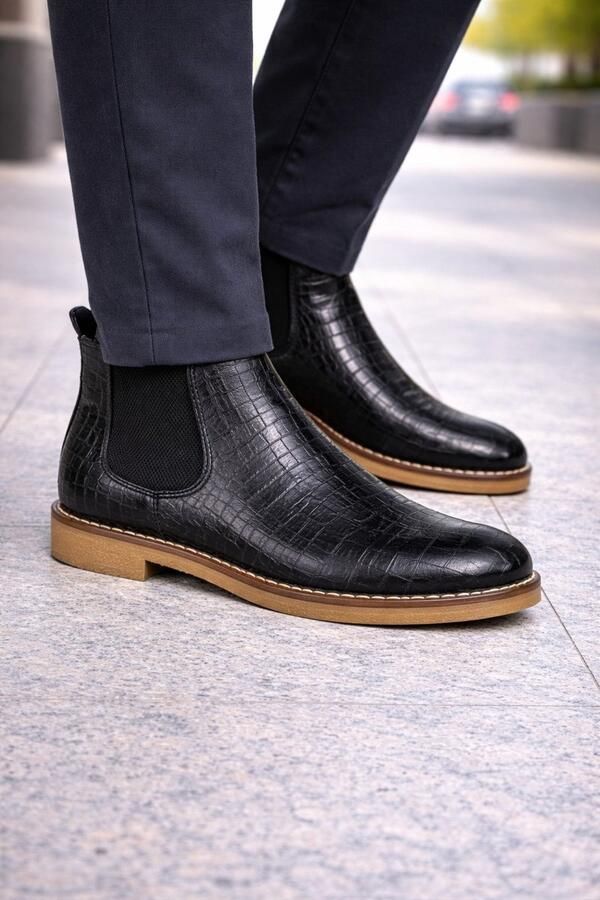 Online Express Schoenen Nieuwe Collectie Chelsea boots Exclusief Klassieke Sport heren laarzen Casual Comfort Mannenschoenen 503 LEATHER Zwart met blauw - Foto 2