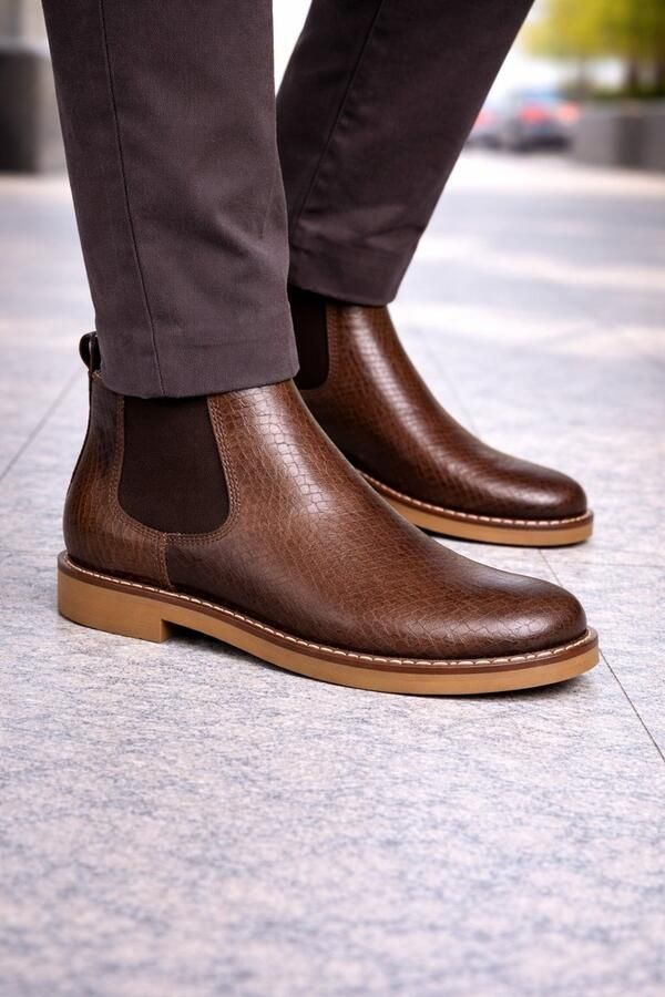 Online Express Schoenen Nieuwe Collectie Chelsea boots Exclusief Klassieke Sport heren laarzen Casual Comfort Mannenschoenen 504 LEATHER Goudbruin - Foto 2