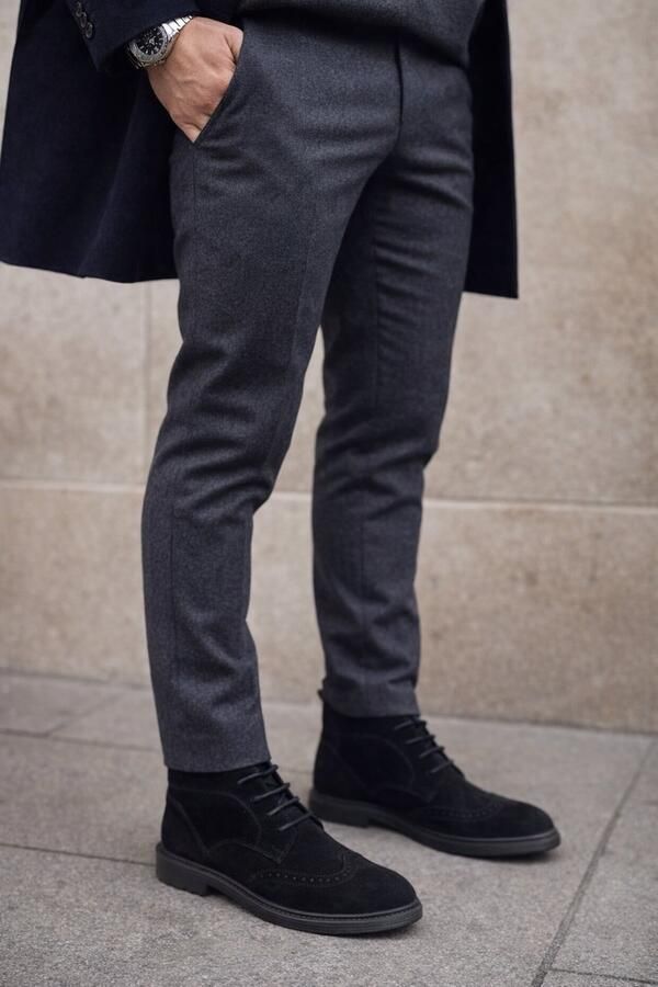 Online Express Nette Suède Schoenen- Enkellaars- Veterschoenen voor heren- Mannen laarzen 1041- Leather- Suède leer - Foto 2