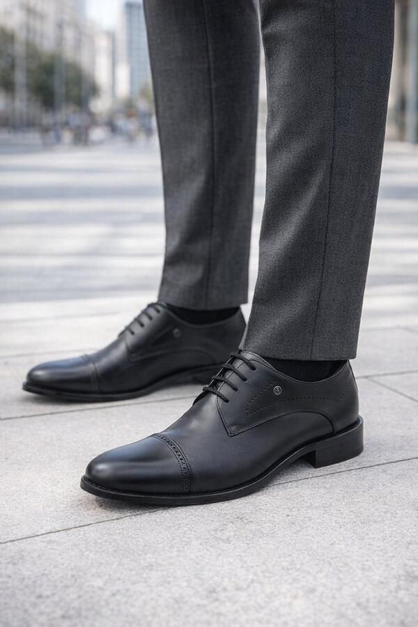 Online Express Nette veterschoenen Oxford leren herenschoen Stijlvolle zakelijke veterschoen met broguedetails Metaal NL logo 1198 Zwart - Foto 2
