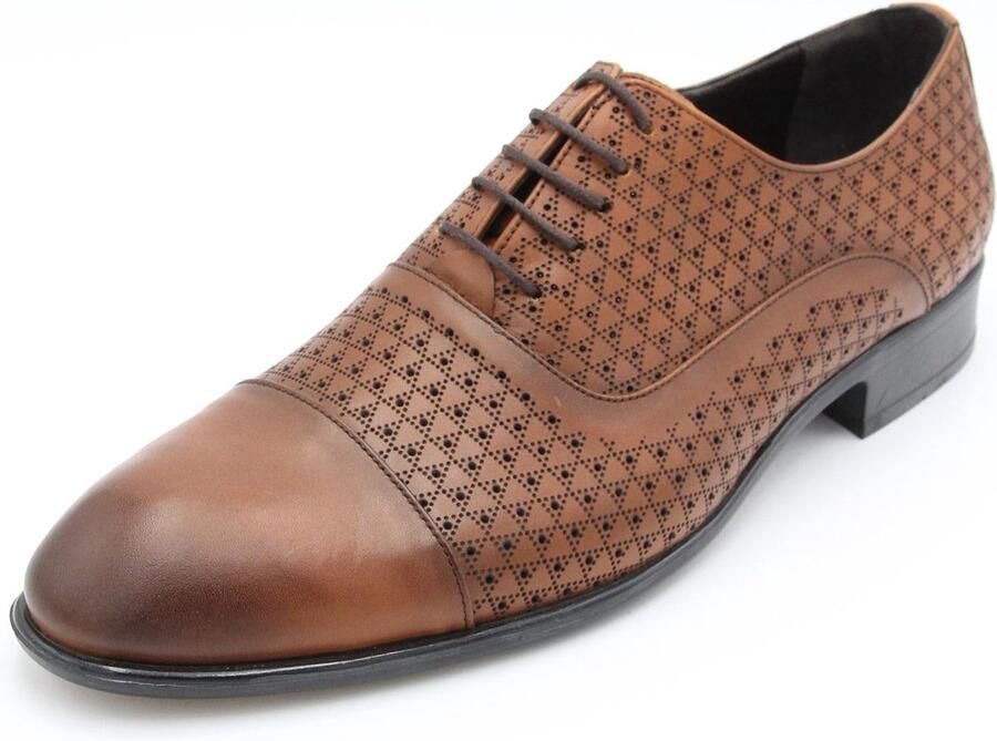 Online Express Schoenen Veterschoenen Nette mannenschoenen Innovatieve design premium herenschoenen 1190 Echt leer Echt leer Cognac - Foto 2