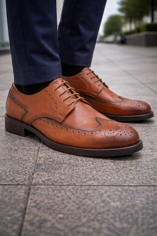 Online Express Heren veterschoenen Klassieke mannenschoenen Oliver wing 1185 Echt leer Cognac - Foto 4