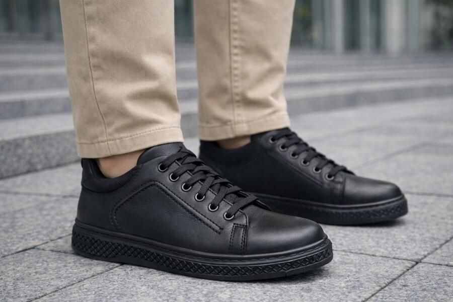 Online Express Schoenen Veterschoenen Jongens LITE HYBRID Sportieve Casual Schoenen 019 Echt leer Zwart - Foto 2