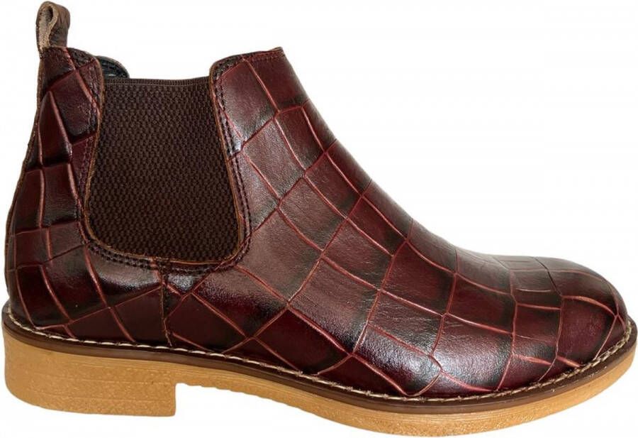 Online Express Leren schoenen- Heren Laarzen- Chelsea boots- Heren schoenen- Exclusief Stoere Mannen laarzen- Enkellaarsje 505- Leather- Bordeaux