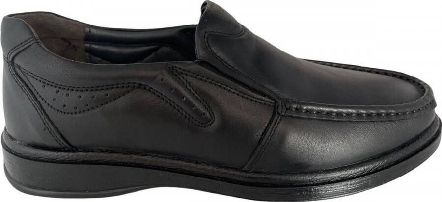 Online Express Heren Instappers Comfortabele Leren Instapschoenen Casual & Nette Herenschoenen- Mannen schoenen 601- Zwart- Zwart