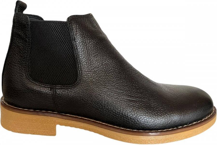 Online Express Leren schoenen- Heren Laarzen- Chelsea boots- Heren schoenen- Exclusief Stoere Mannen laarzen- Enkellaarsje 509- Leather- Zwart